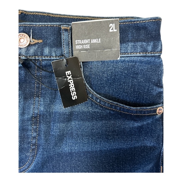 NWT Express Straight Ankle High Rise Dark Wash Jeans Women’s 2L  [285] - Picture 2 of 3